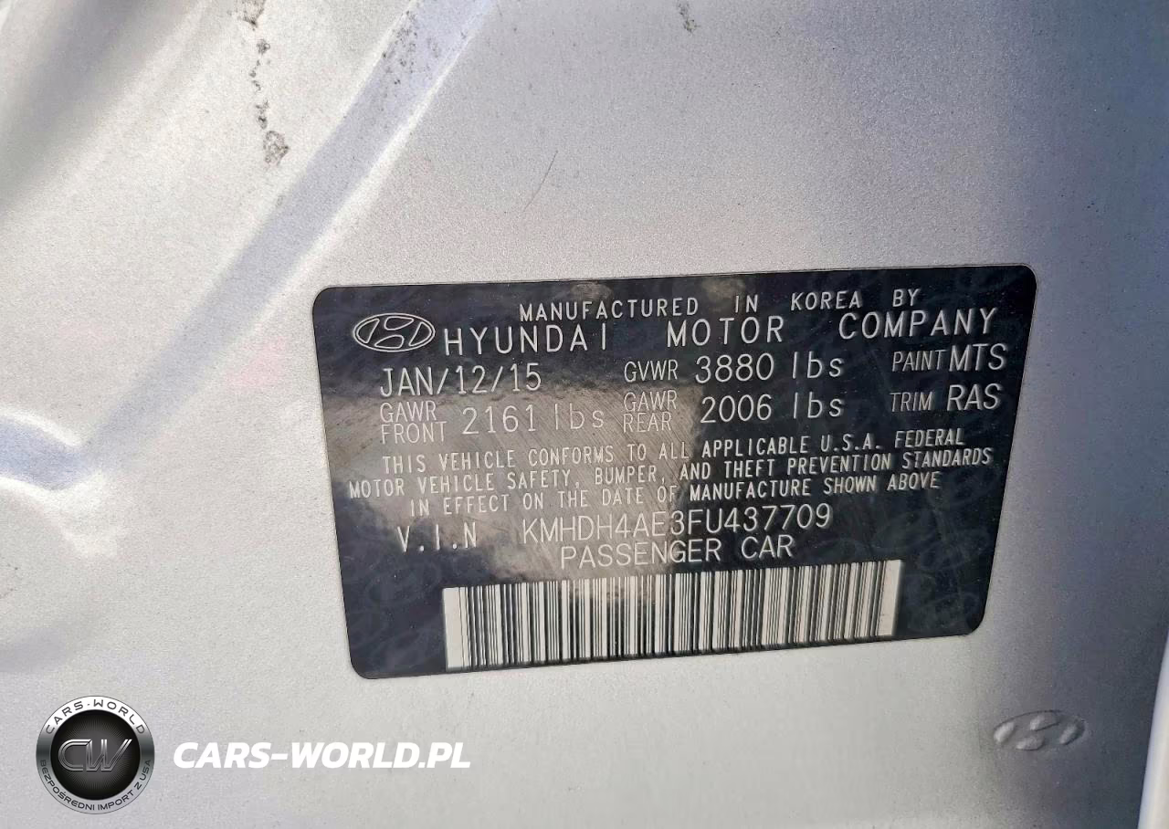 2015 Hyundai Elantra Se VIN:KMHDH4AE3FU437709 - 12