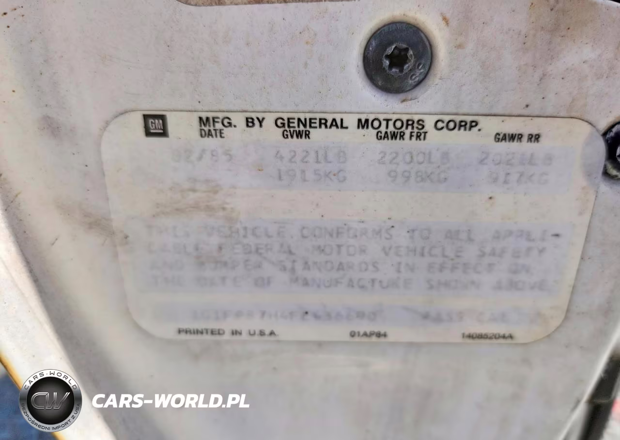 1985 Chevrolet Camaro VIN:1G1FP87H4FL436690 - 12