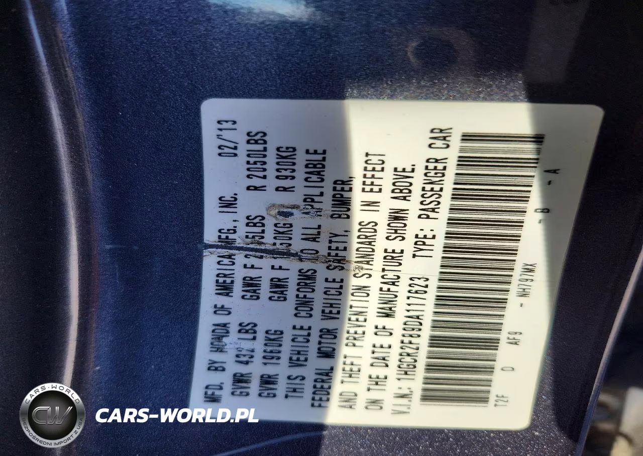 2013 Honda Accord Exl VIN:1HGCR2F89DA117623 - 12