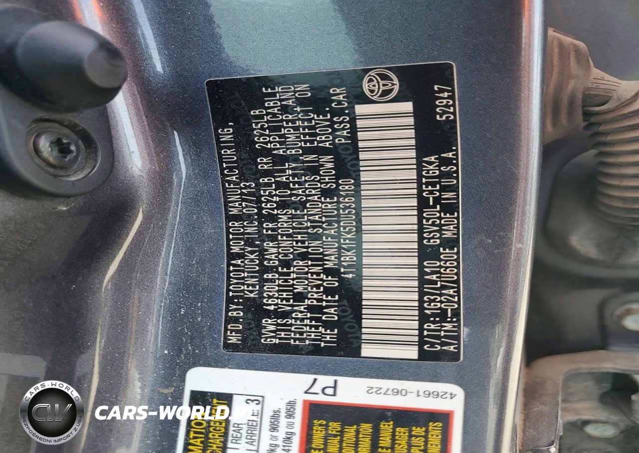 2013 Toyota Camry Xle V6 VIN:4T1BK1FK5DU536180 - 13
