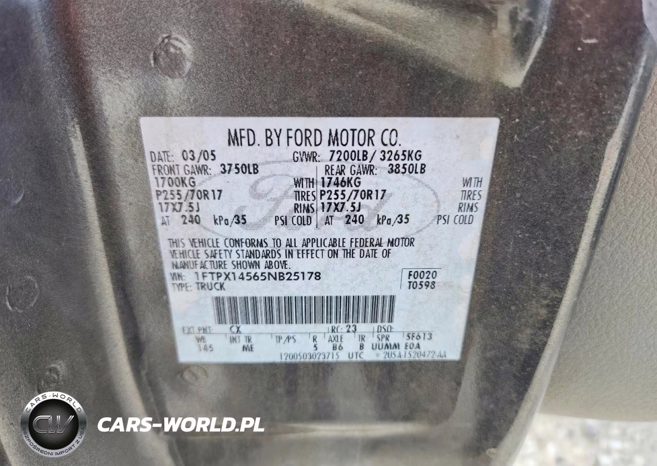 2005 Ford F150 VIN:1FTPX14565NB25178 - 12