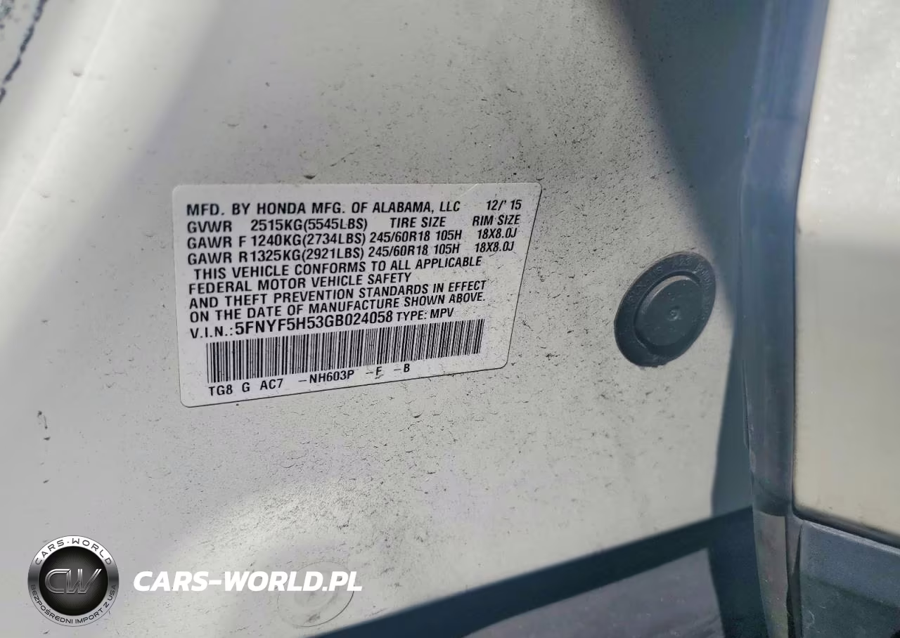 2016 Honda Pilot Exl VIN:5FNYF5H53GB024058 - 12