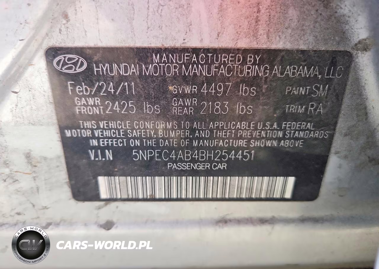 2011 Hyundai Sonata Se VIN:5NPEC4AB4BH254451 - 13