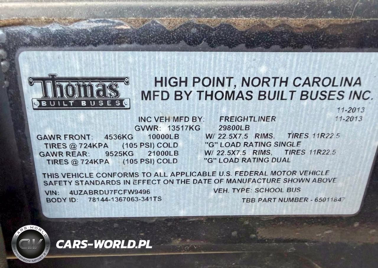 2015 Freightliner Chassis B2B VIN:4UZABRDU7FCFW9496 - 10