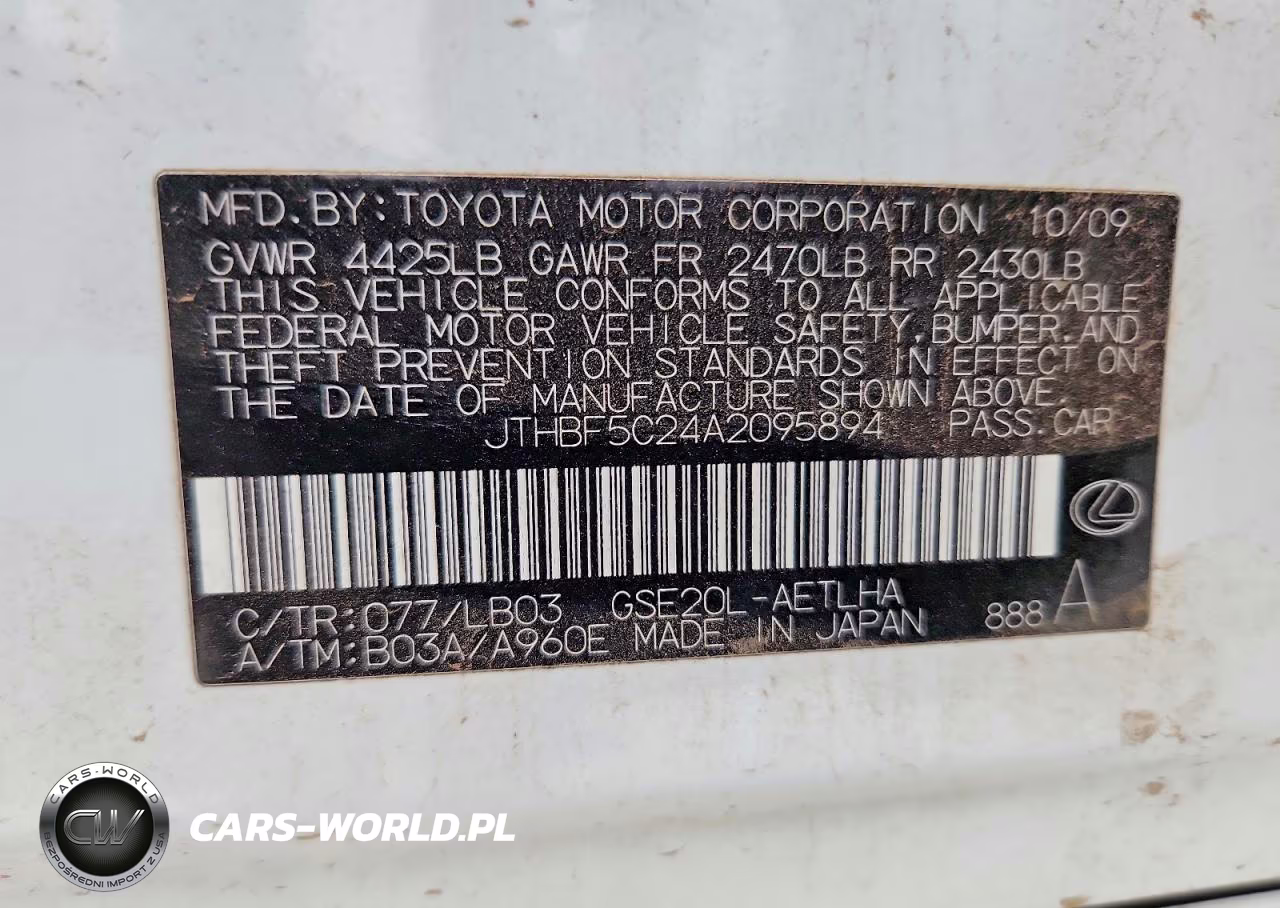 2010 Lexus Is 250 Base VIN:JTHBF5C24A2095894 - 12