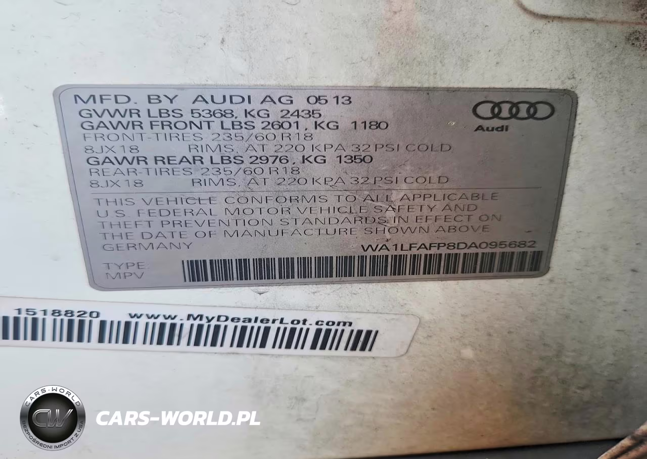2013 Audi Q5 Premium Plus VIN:WA1LFAFP8DA095682 - 12