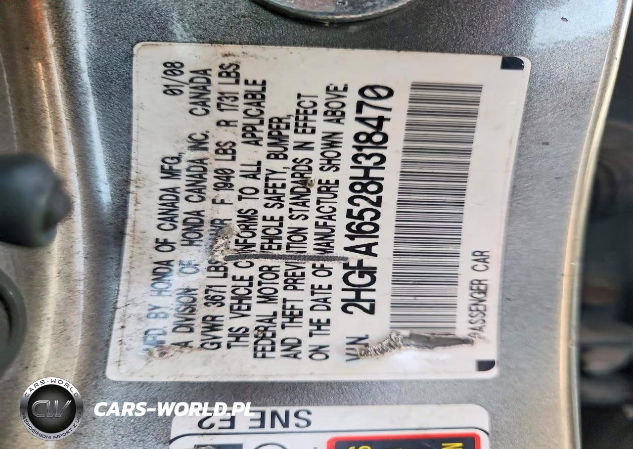 2008 Honda Civic Lx VIN:2HGFA16528H318470 - 12