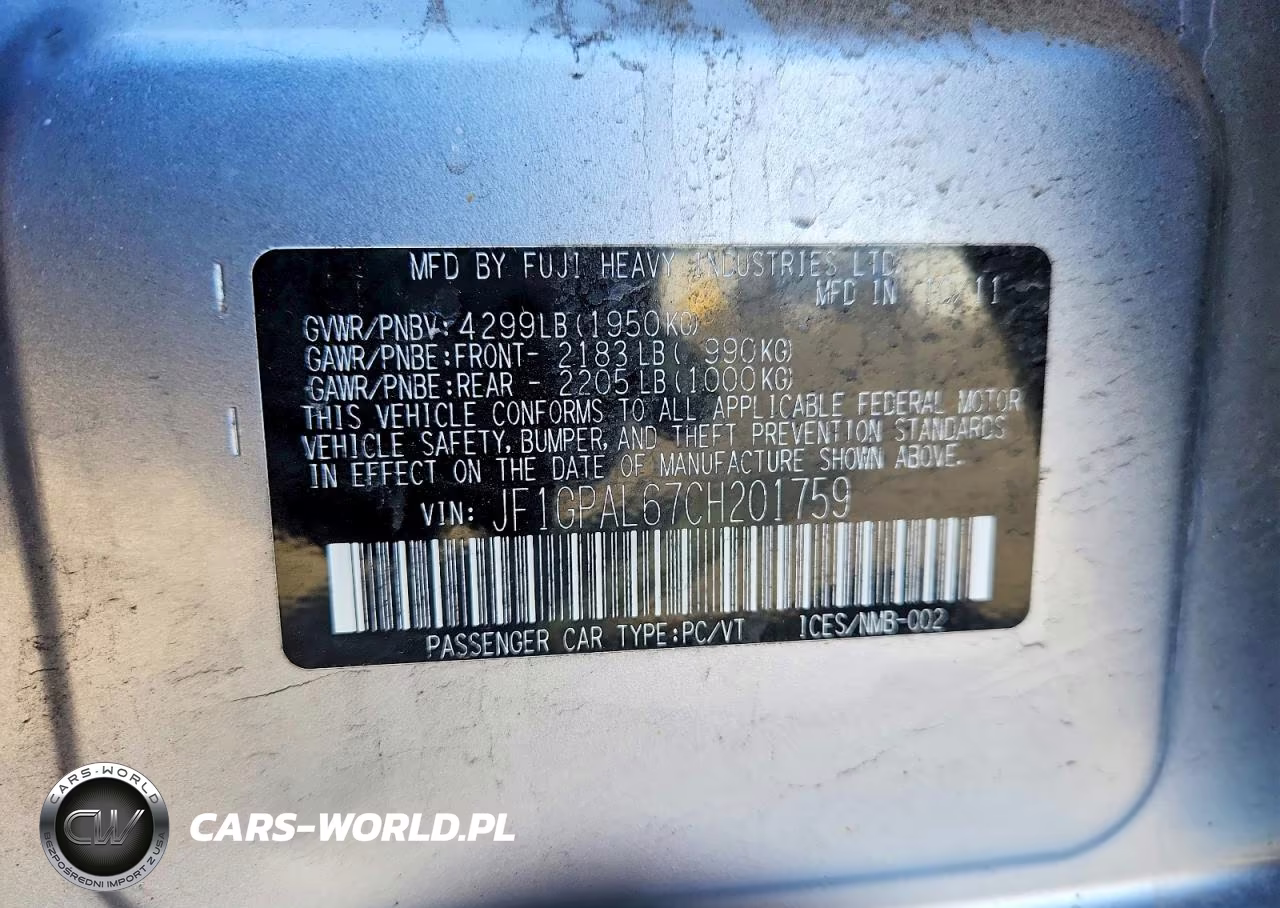 2012 Subaru Impreza Sport Premium VIN:JF1GPAL67CH201759 - 13