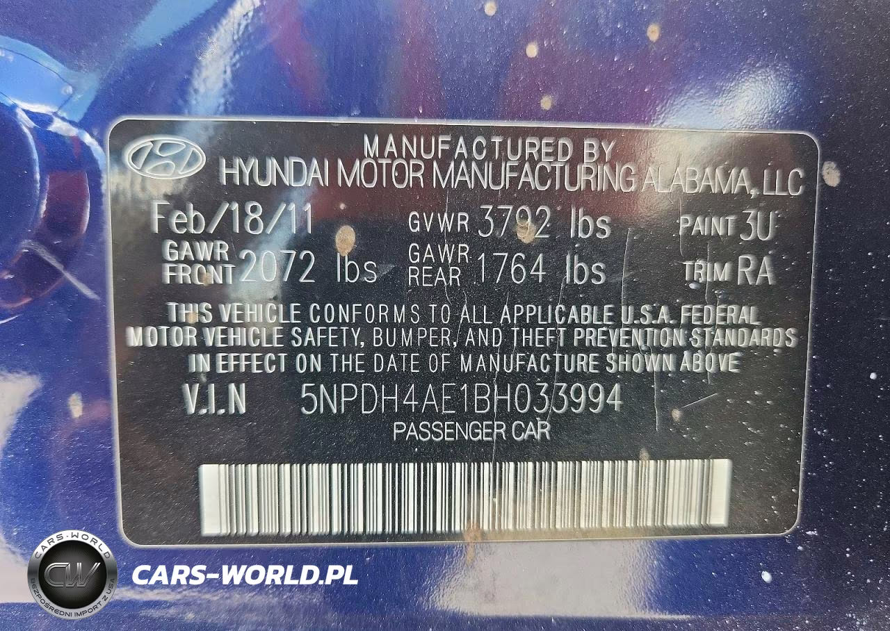 2011 Hyundai Elantra Gls VIN:5NPDH4AE1BH033994 - 12