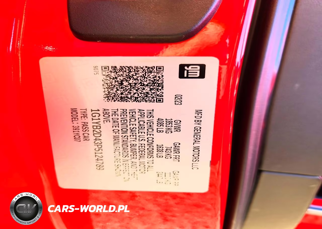 2023 Chevrolet Corvette Stingray 2Lt VIN:1G1YB2D43P5124789 - 12