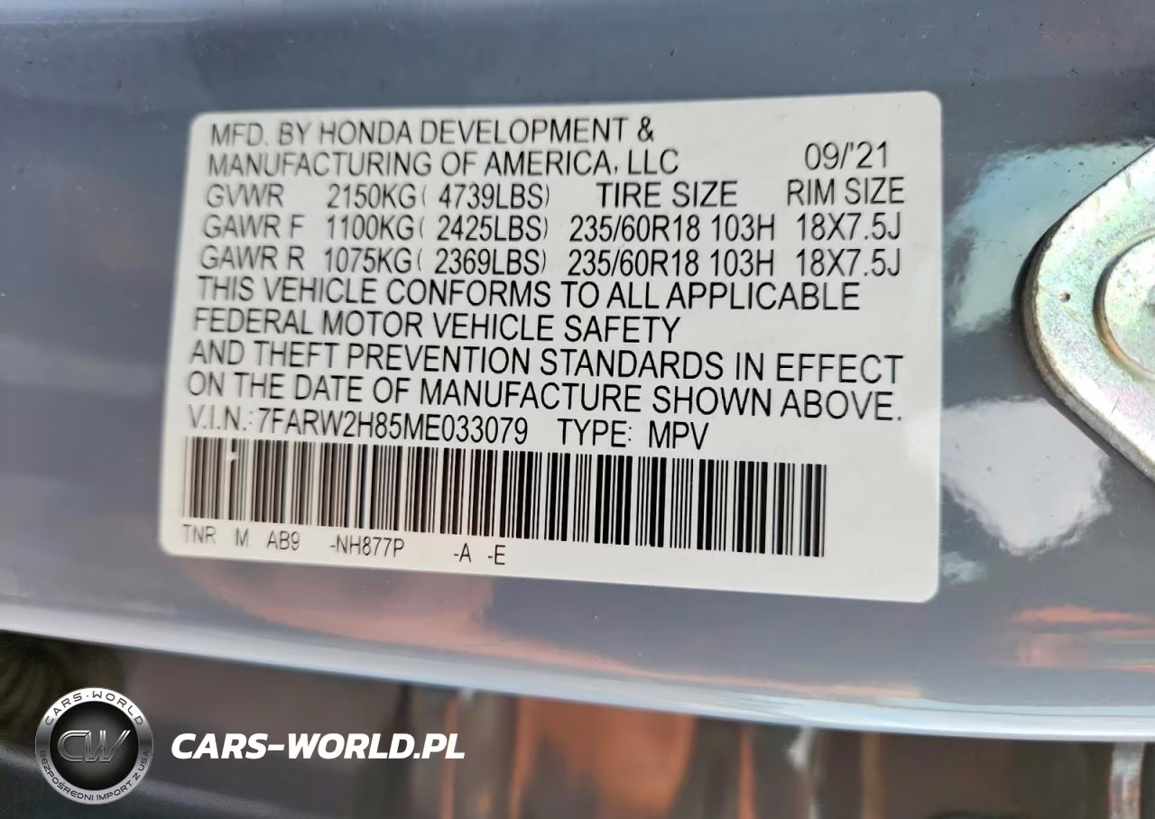 2021 Honda Cr-V Exl VIN:7FARW2H85ME033079 - 13