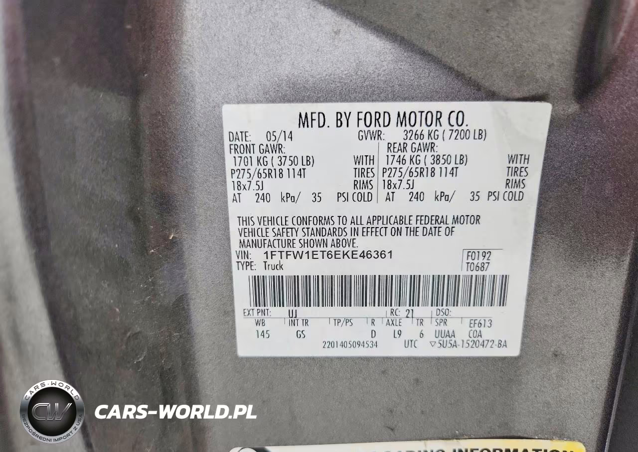 2014 Ford F150 Supercrew VIN:1FTFW1ET6EKE46361 - 13