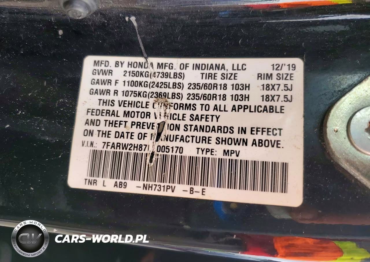 2020 Honda Cr-V Exl VIN:7FARW2H87LE005170 - 14