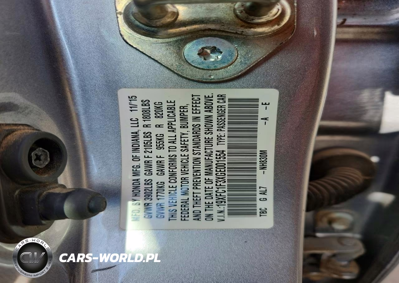 2016 Honda Civic Ex VIN:19XFC1F3XGE001554 - 12