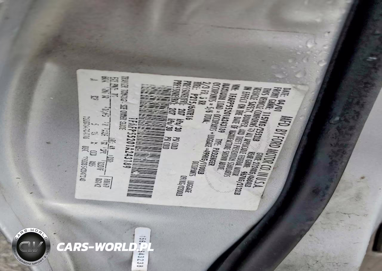 2001 Ford Taurus Ses VIN:1FAFP55201A243189 - 12
