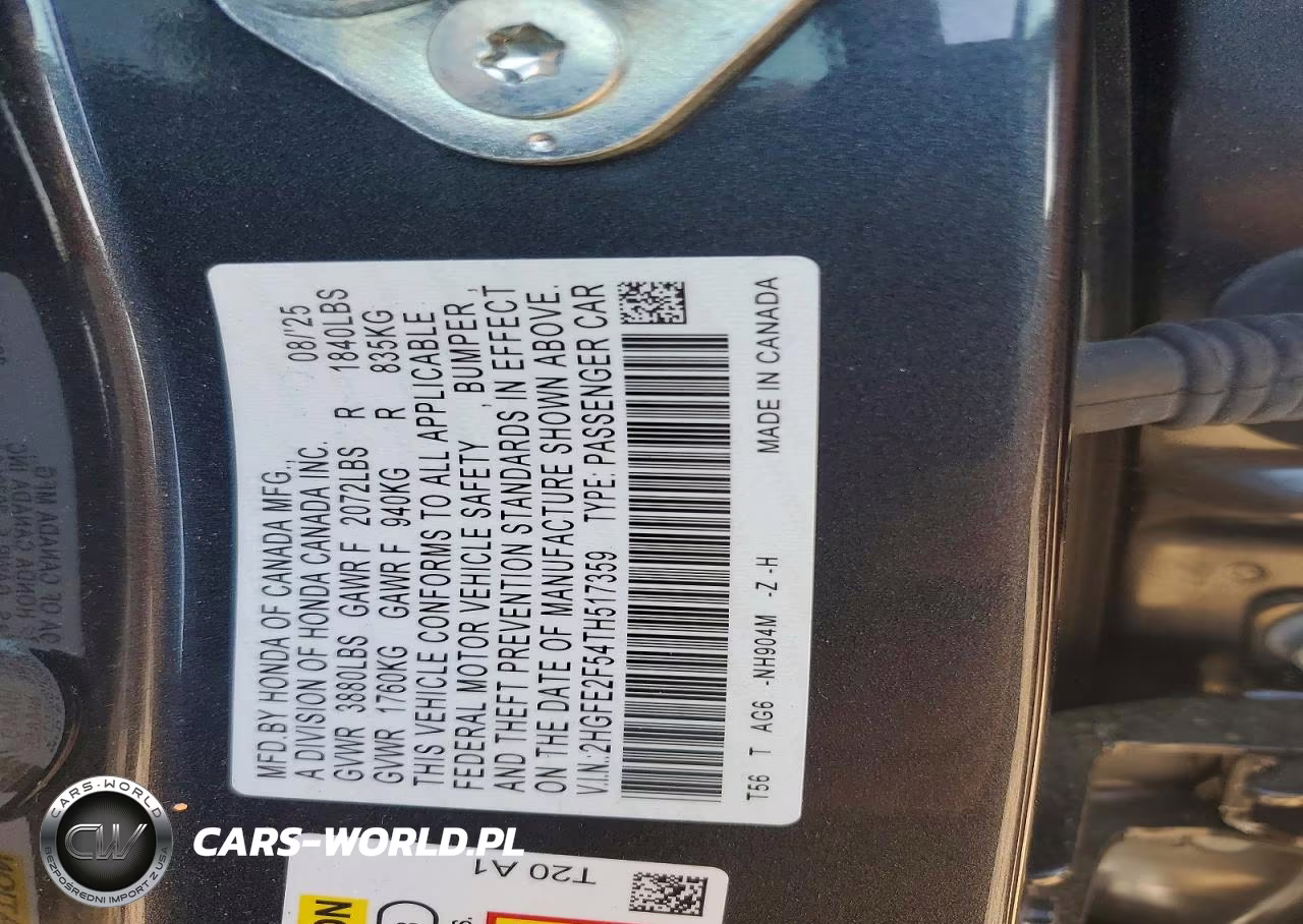 2026 Honda Civic Sport VIN:2HGFE2F54TH517359 - 12