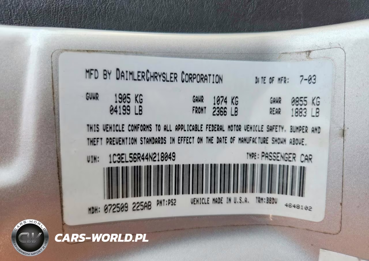 2004 Chrysler Sebring Lxi VIN:1C3EL56R44N218049 - 12
