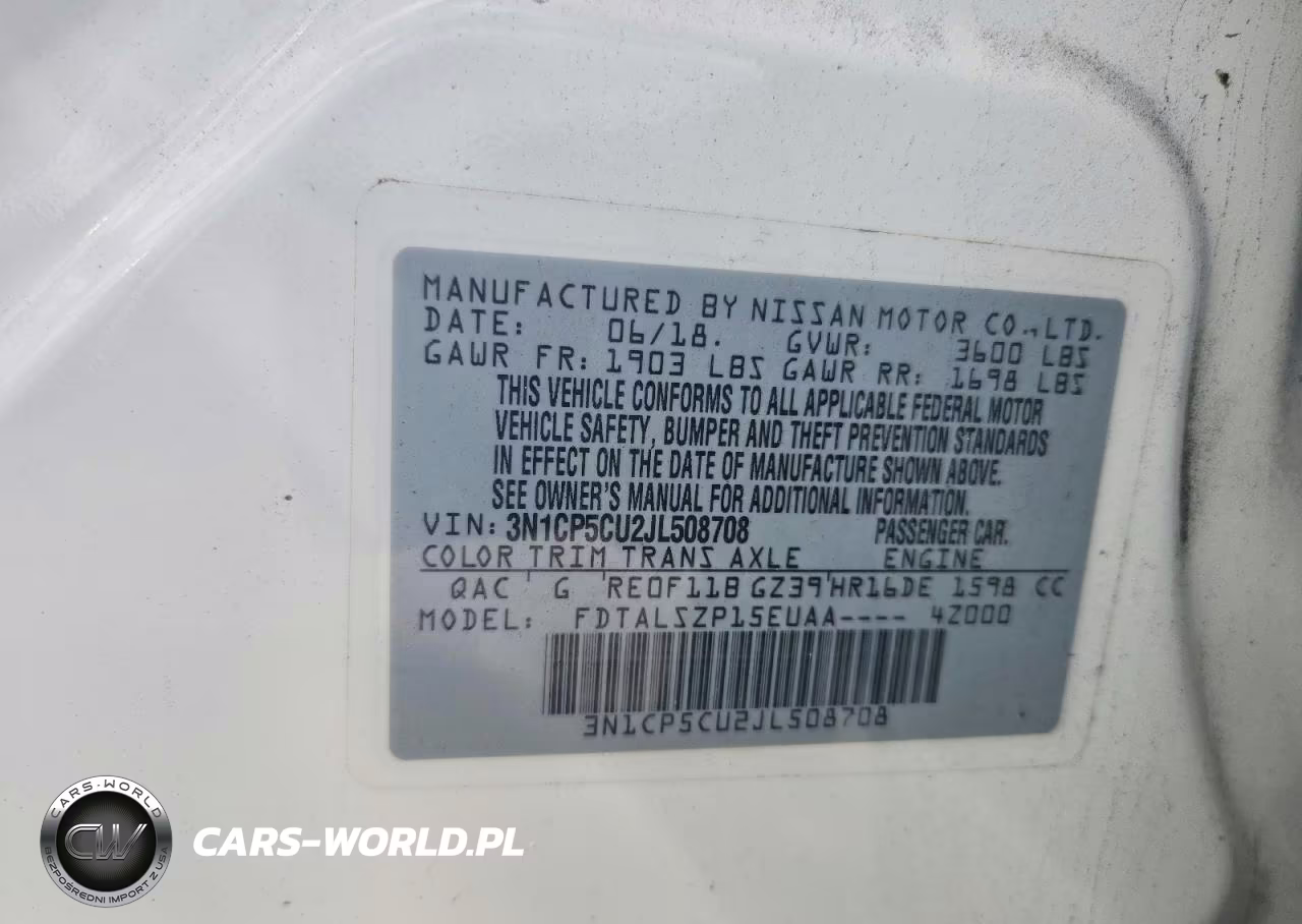 2018 Nissan Kicks Sv VIN:3N1CP5CU2JL508708 - 13