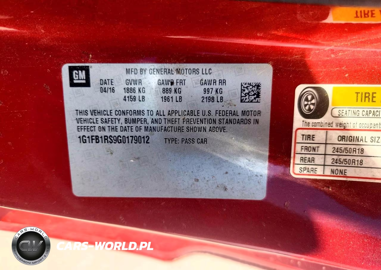 2016 Chevrolet Camaro Lt VIN:1G1FB1RS9G0179012 - 12