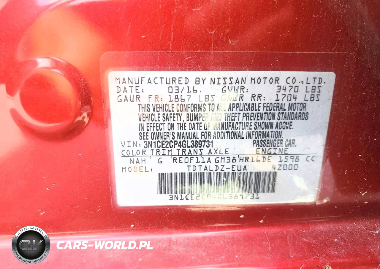 2016 Nissan Versa Note Sv VIN:3N1CE2CP4GL389731 - 12
