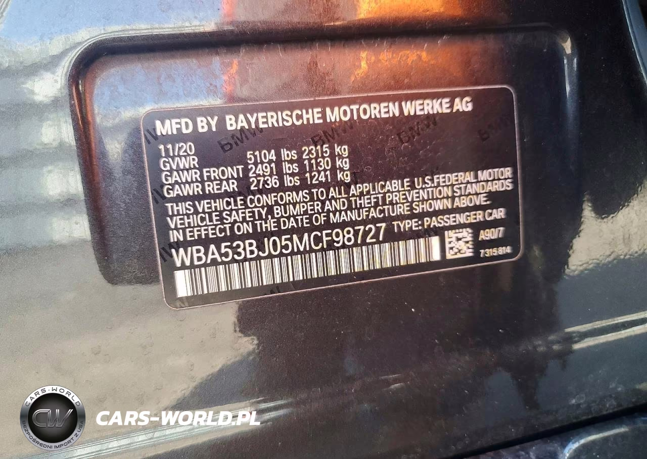 2021 BMW 540 I VIN:WBA53BJ05MCF98727 - 12