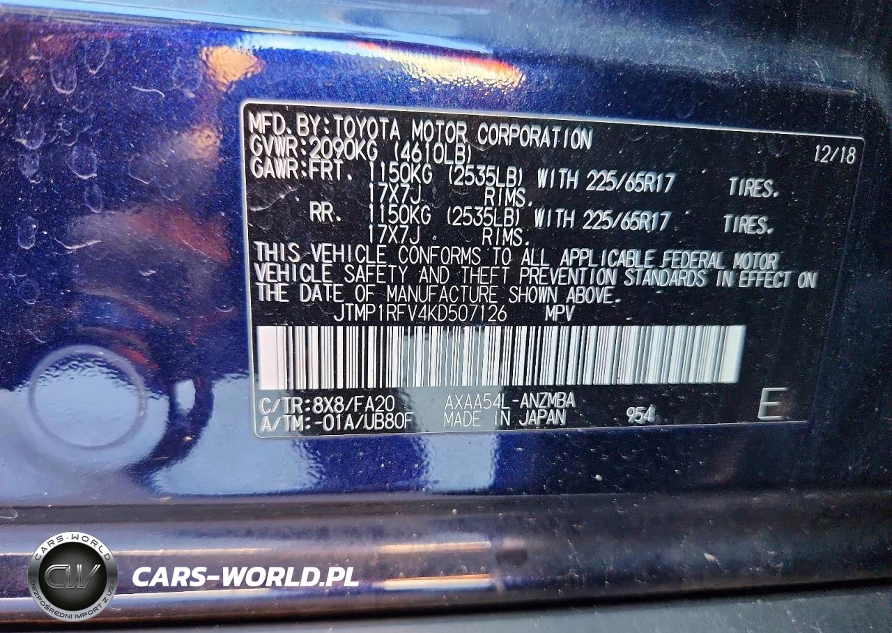 2019 Toyota Rav4 Xle VIN:JTMP1RFV4KD507126 - 13