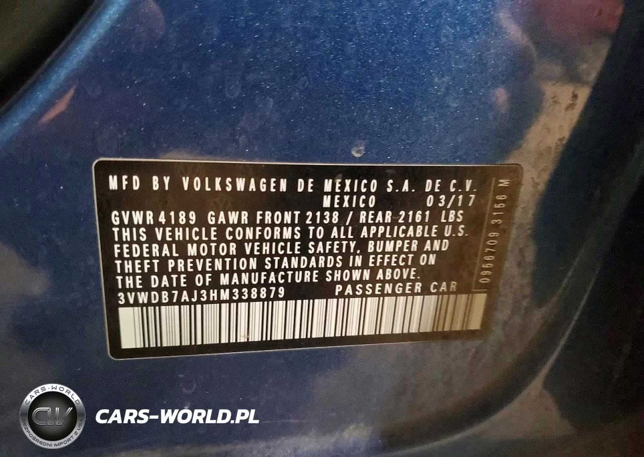 2017 Volkswagen Jetta Se VIN:3VWDB7AJ3HM338879 - 12