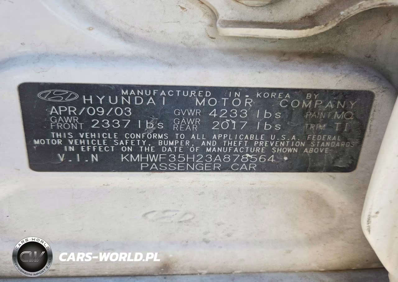 2003 Hyundai Sonata Gls VIN:KMHWF35H23A878564 - 12