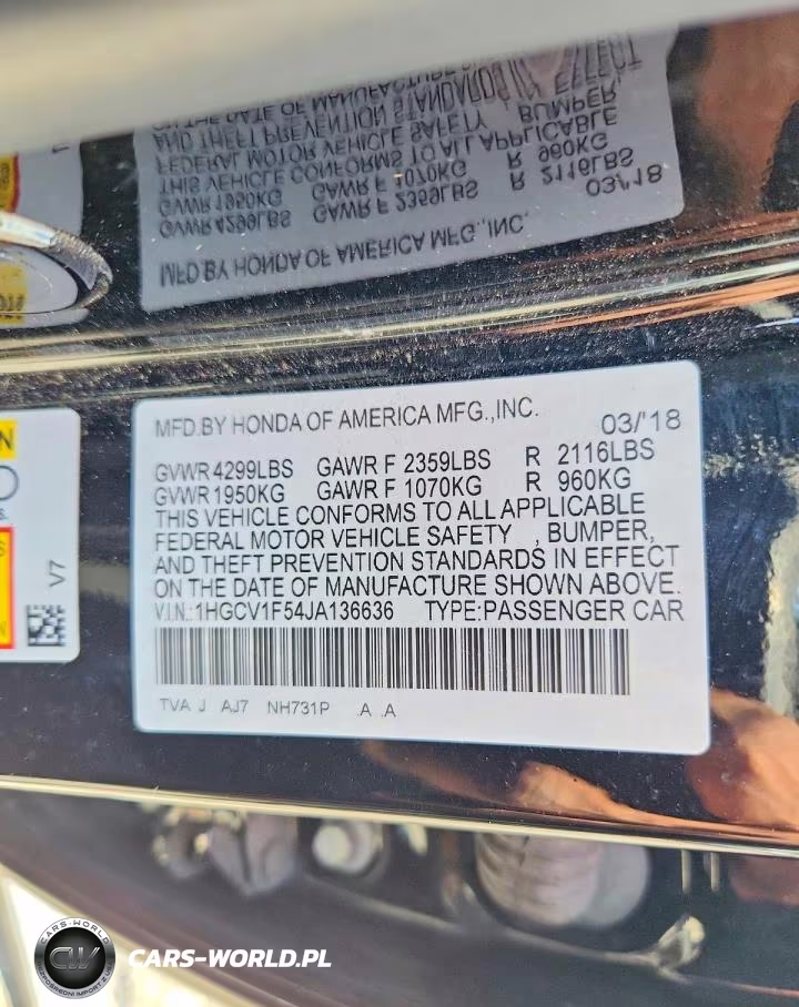 2018 Honda Accord Exl VIN:1HGCV1F54JA136636 - 12