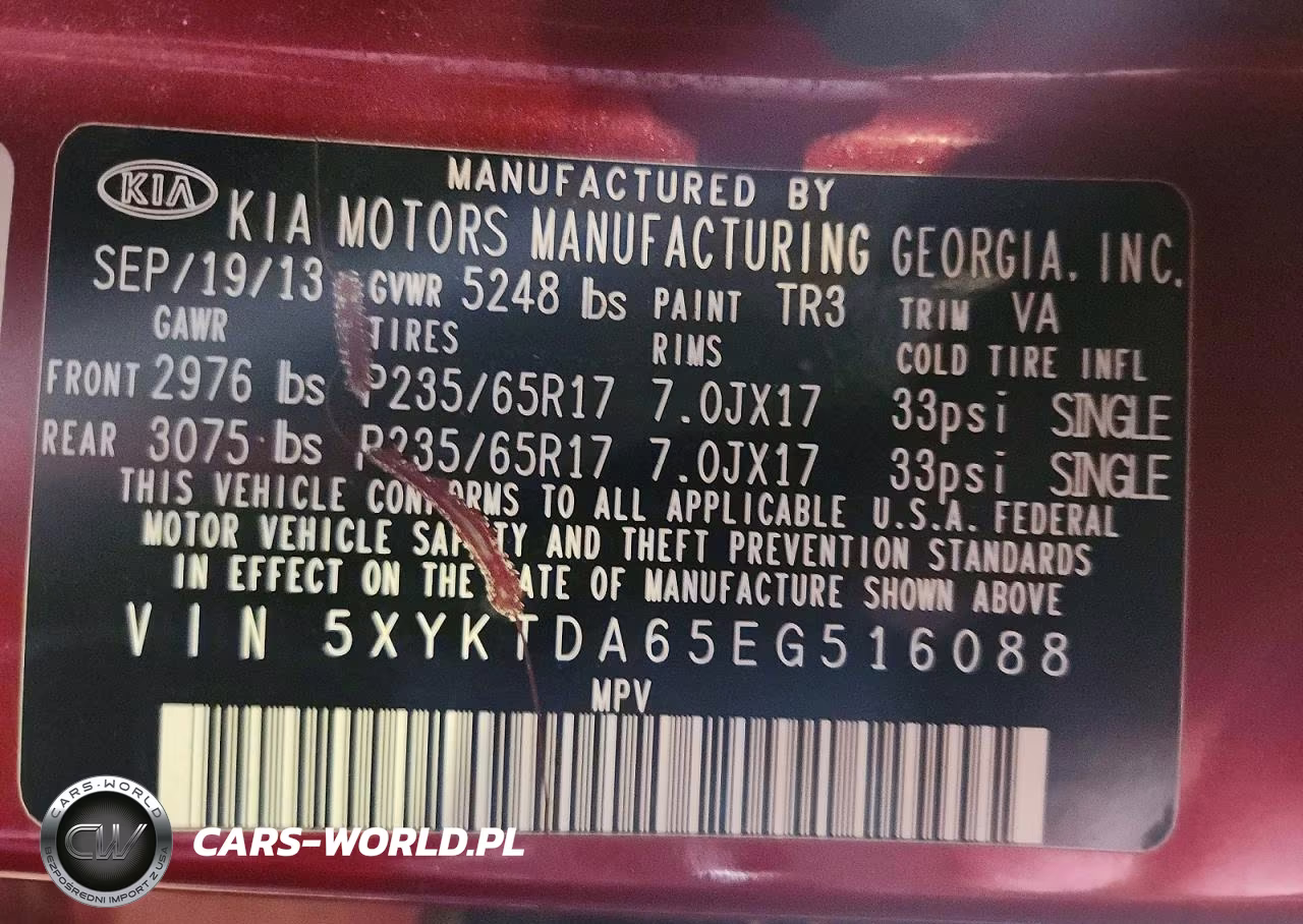 2014 Kia Sorento Lx VIN:5XYKTDA65EG516088 - 13