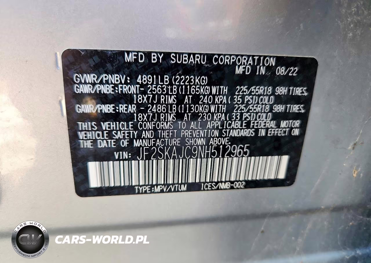 2022 Subaru Forester Sport VIN:JF2SKAJC9NH512965 - 12