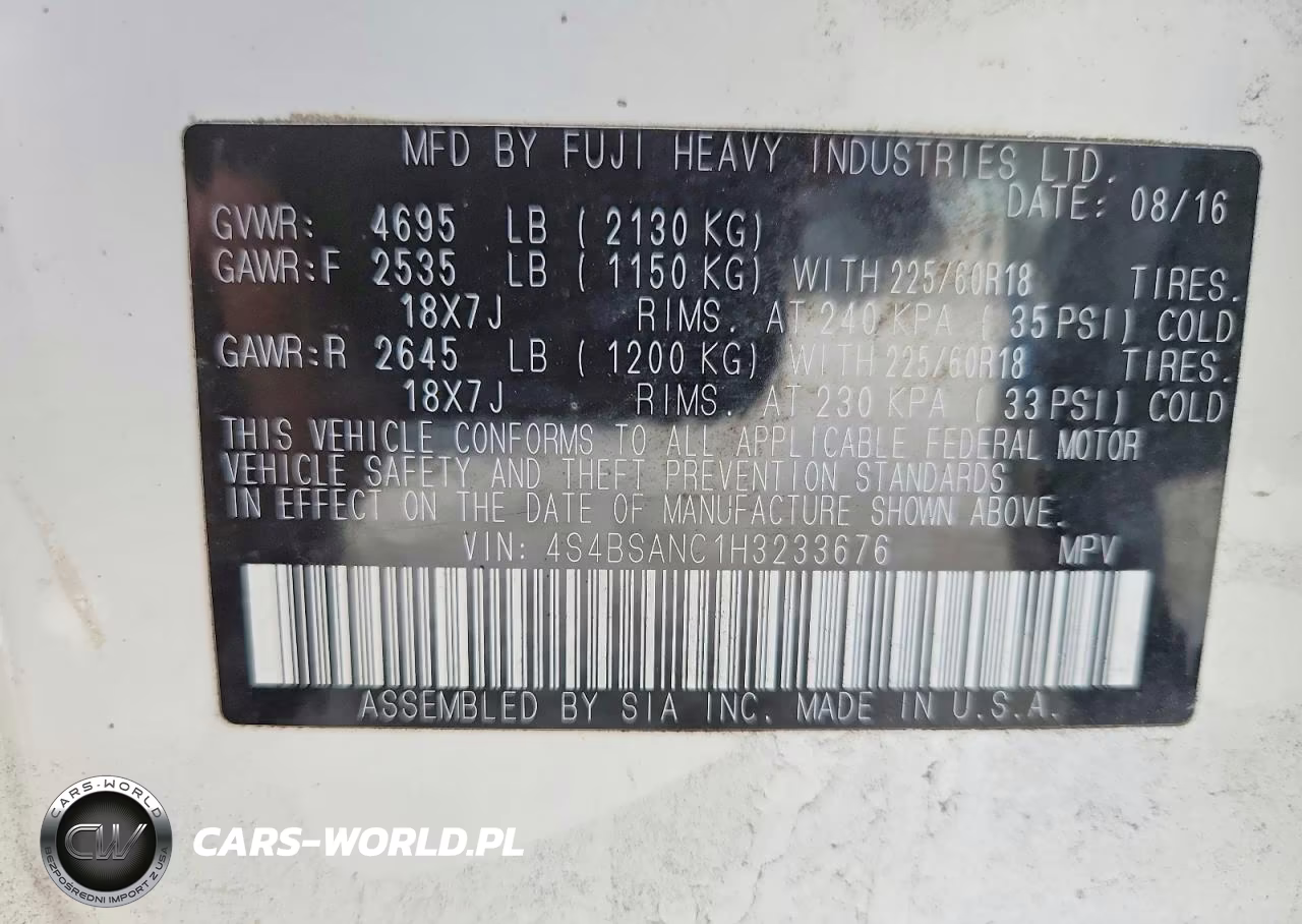 2017 Subaru Outback 2.5I Limited VIN:4S4BSANC1H3233676 - 13
