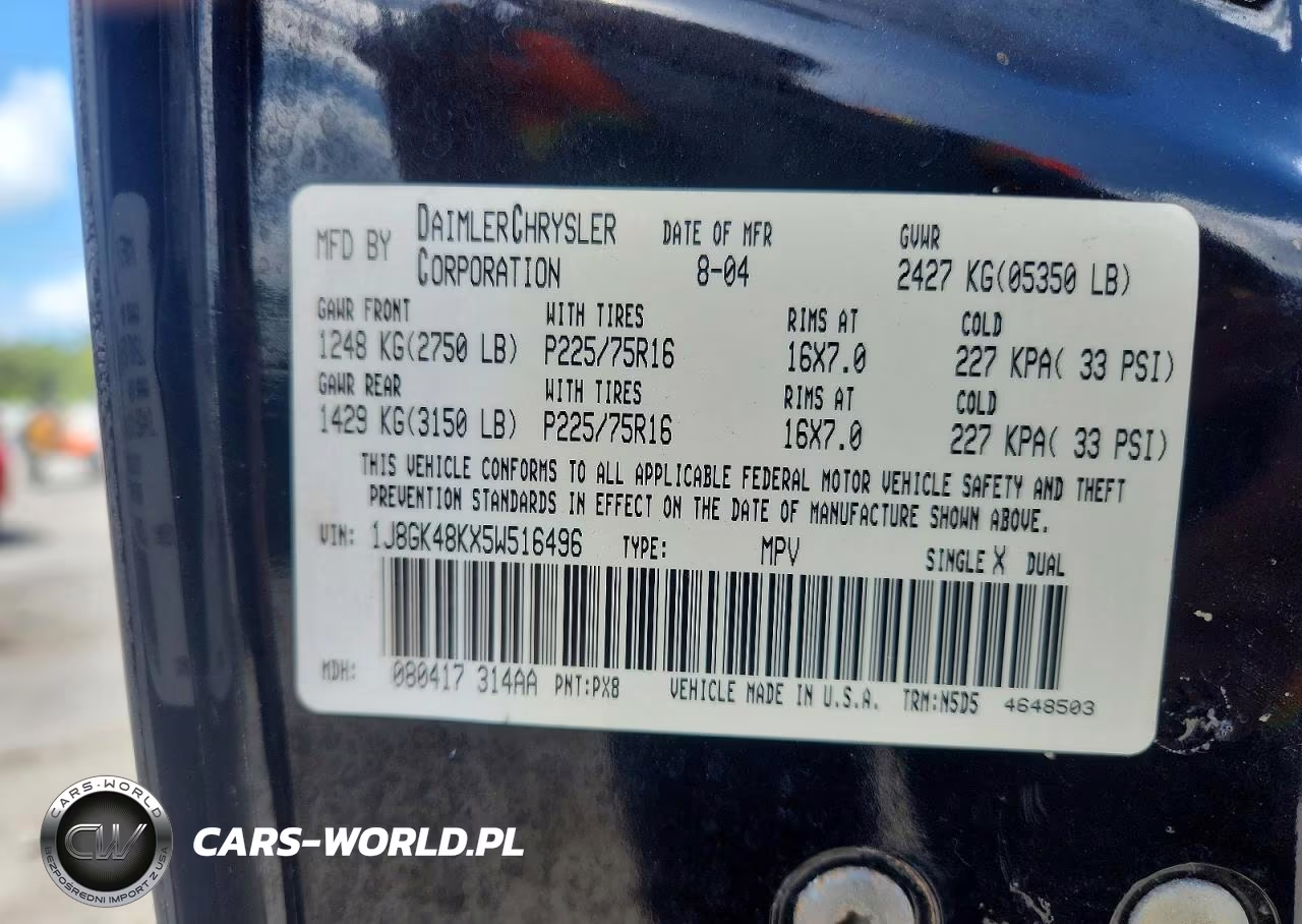2005 Jeep Liberty Sport VIN:1J8GK48KX5W516496 - 12