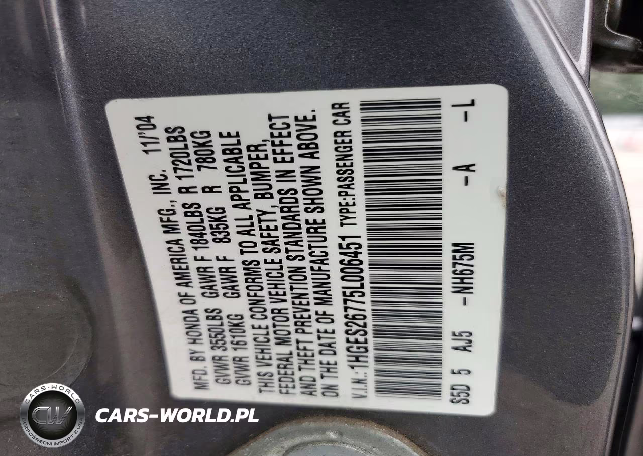 2005 Honda Civic Ex VIN:1HGES26775L006451 - 12