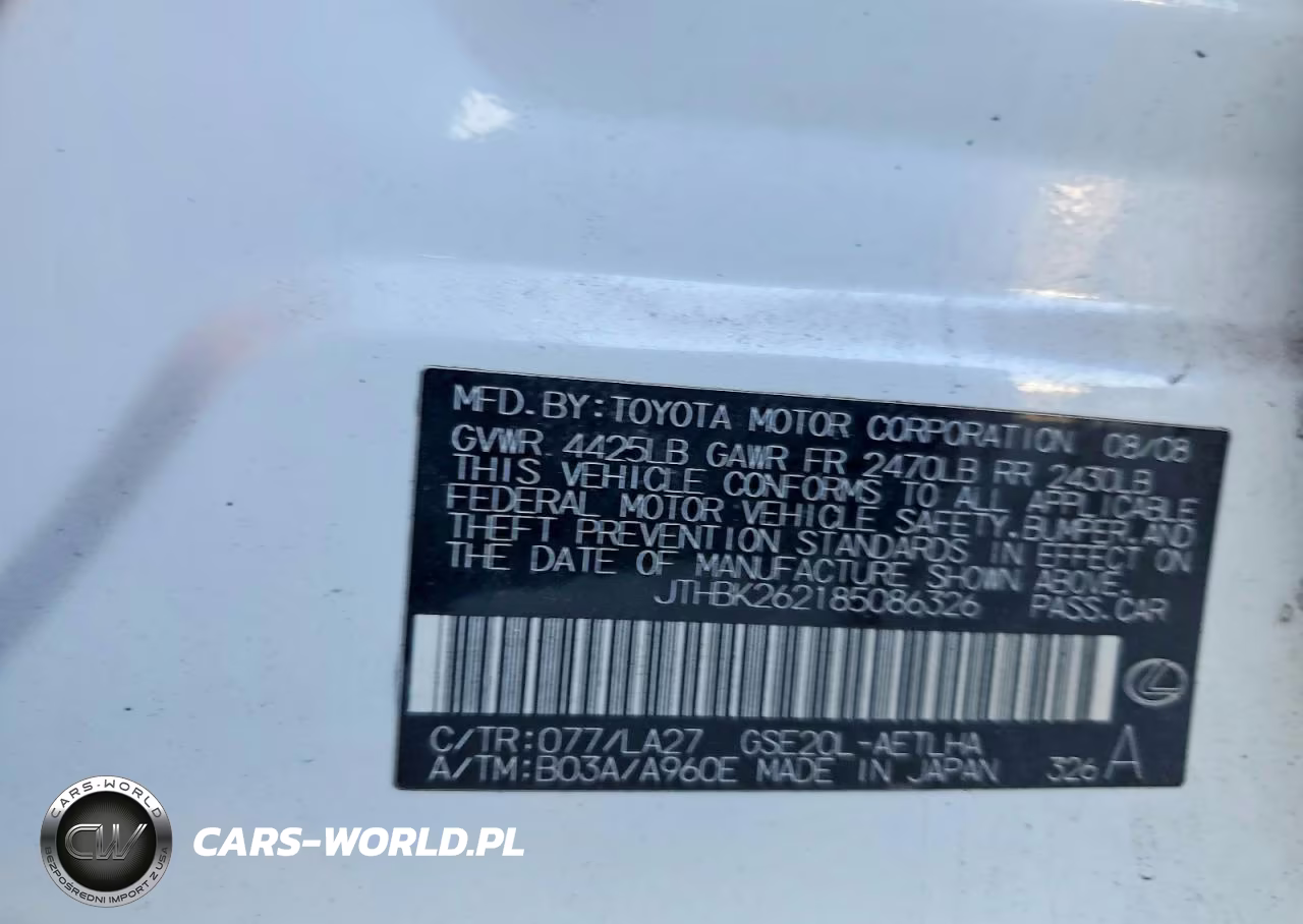 2008 Lexus Is 250 Base VIN:JTHBK262185086326 - 13