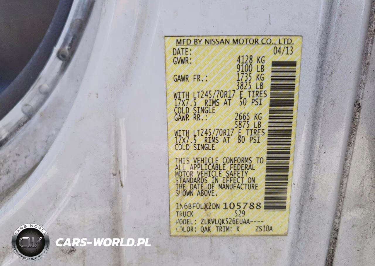 2013 Nissan Nv 2500 VIN:1N6BF0LX2DN105788 - 13
