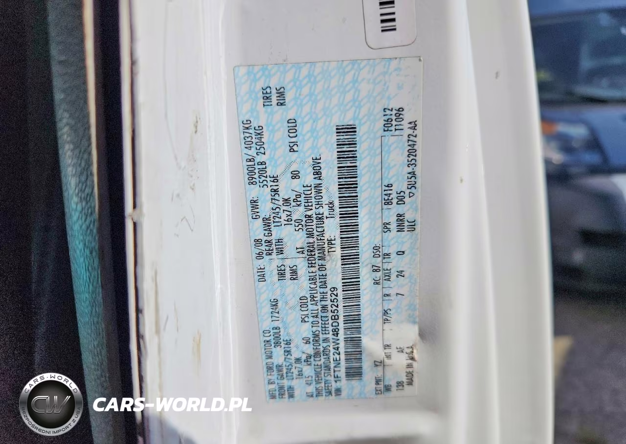 2008 Ford Econoline E250 Van VIN:1FTNE24W48DB52529 - 13