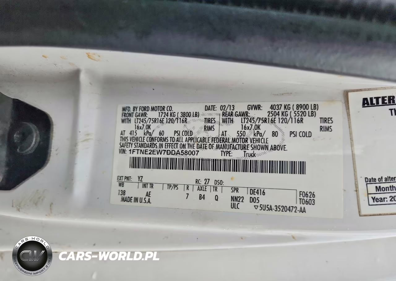 2013 Ford Econoline E250 Van VIN:1FTNE2EW7DDA58007 - 13