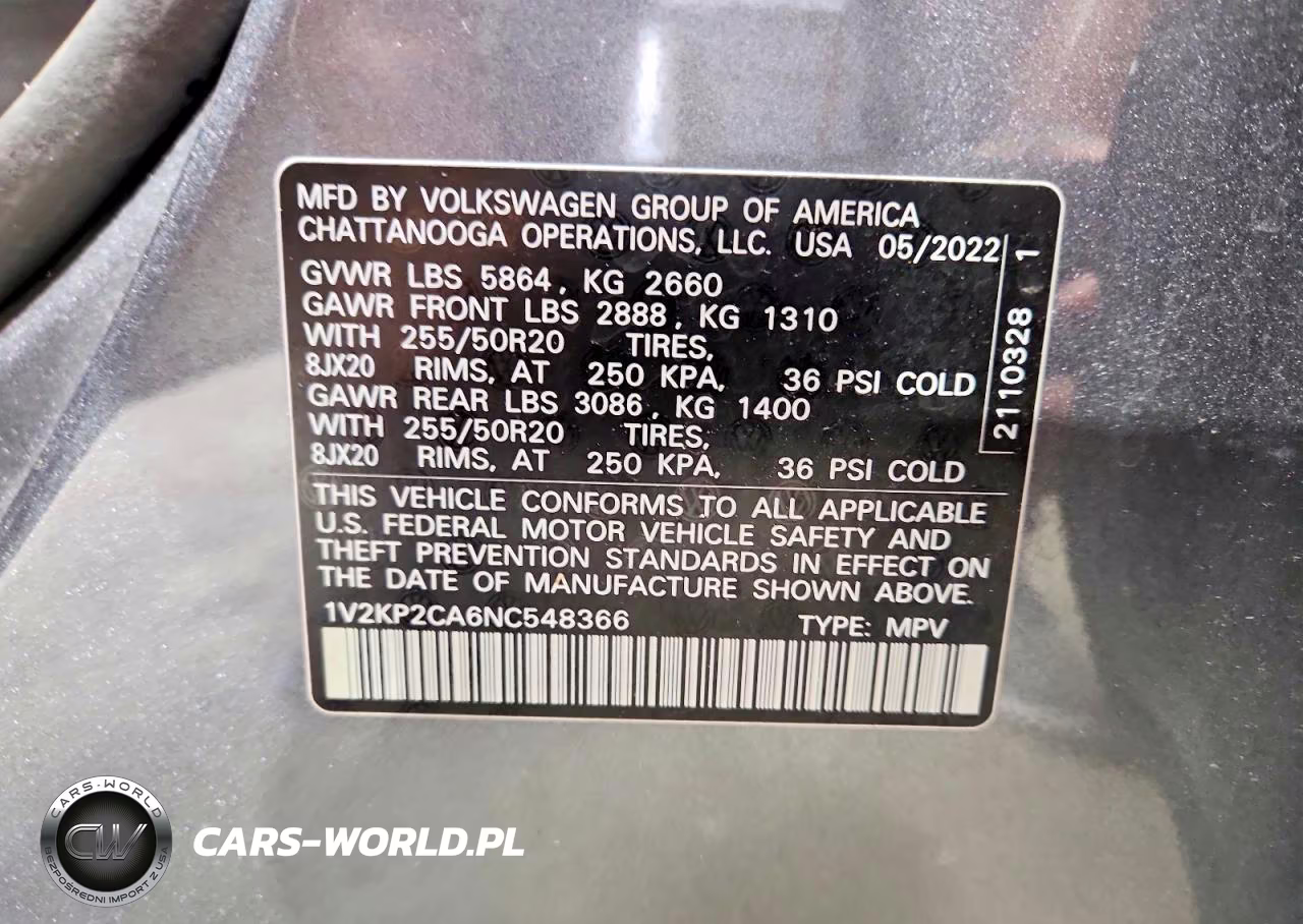 2022 Volkswagen Atlas Se VIN:1V2KP2CA6NC548366 - 12