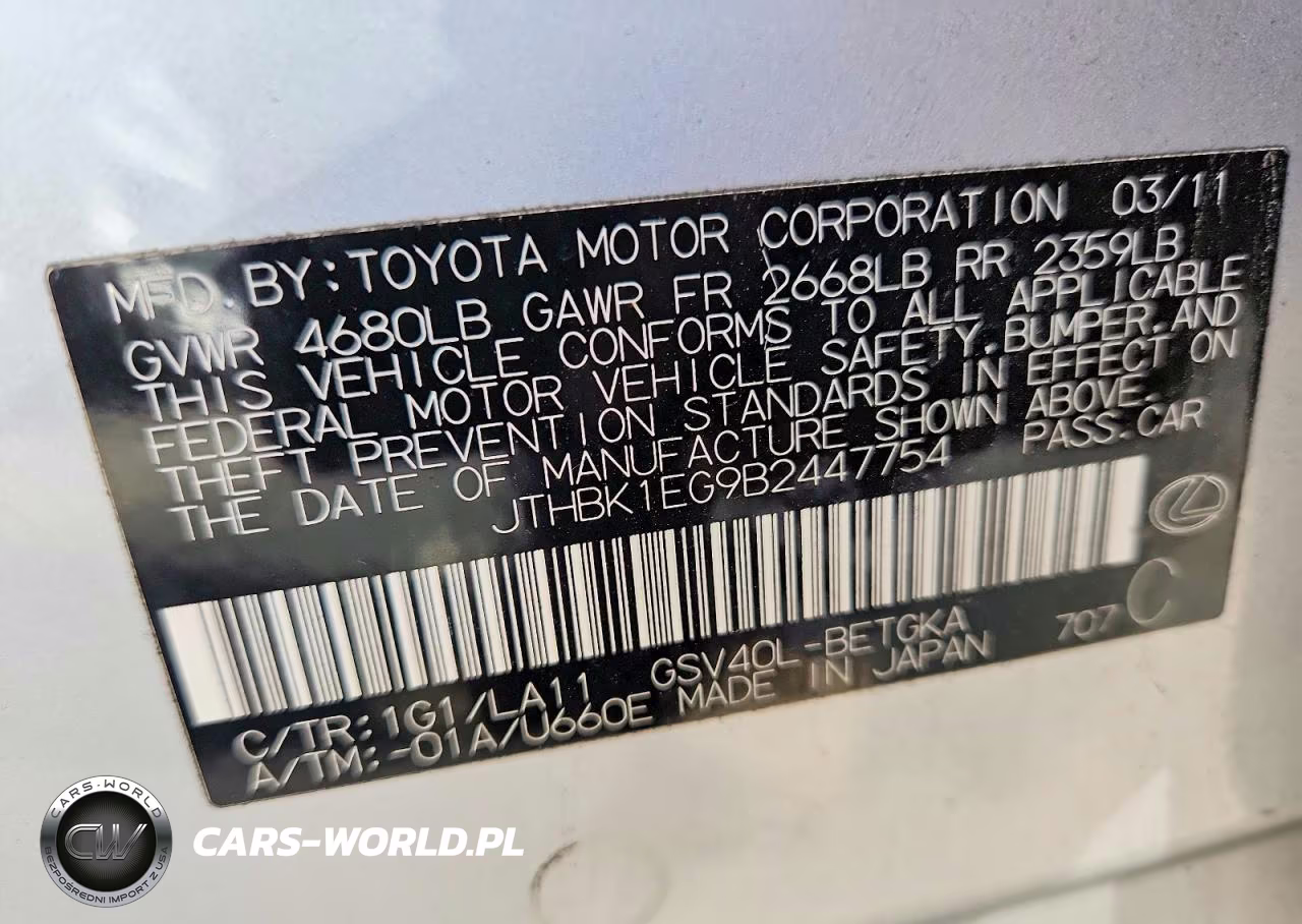 2011 Lexus Es 350 VIN:JTHBK1EG9B2447754 - 12