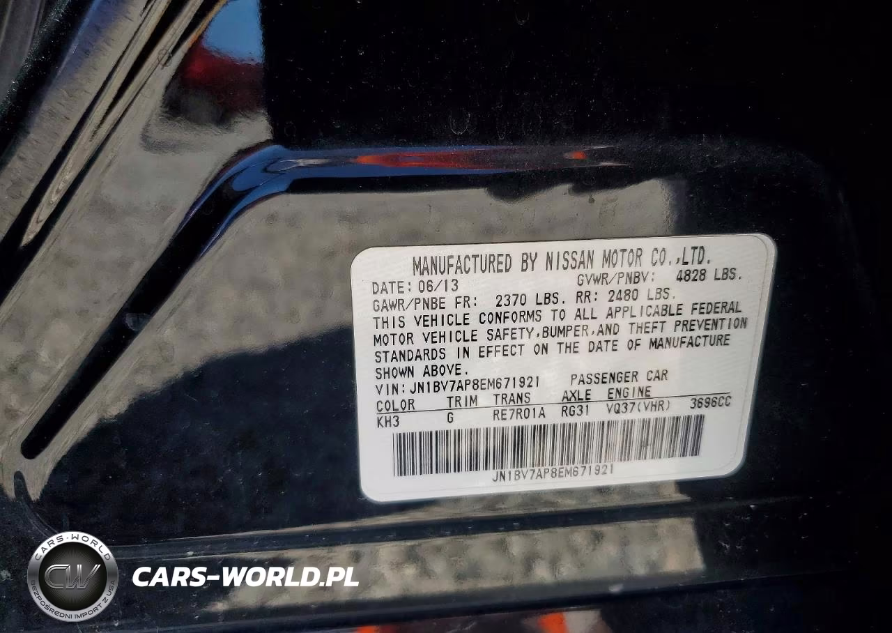 2014 Infiniti Q50 Base VIN:JN1BV7AP8EM671921 - 12