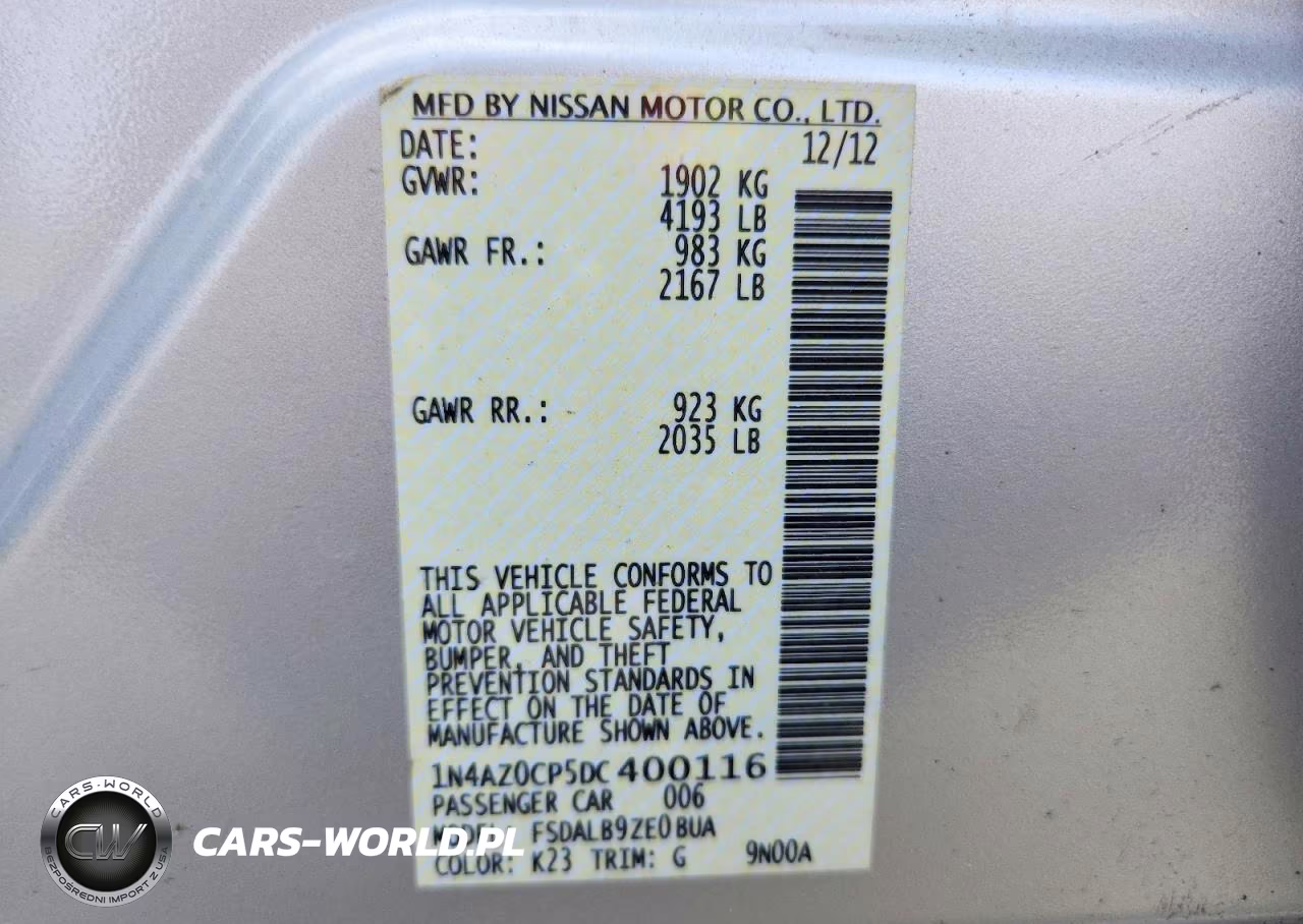2013 Nissan Leaf S VIN:1N4AZ0CP5DC400116 - 12