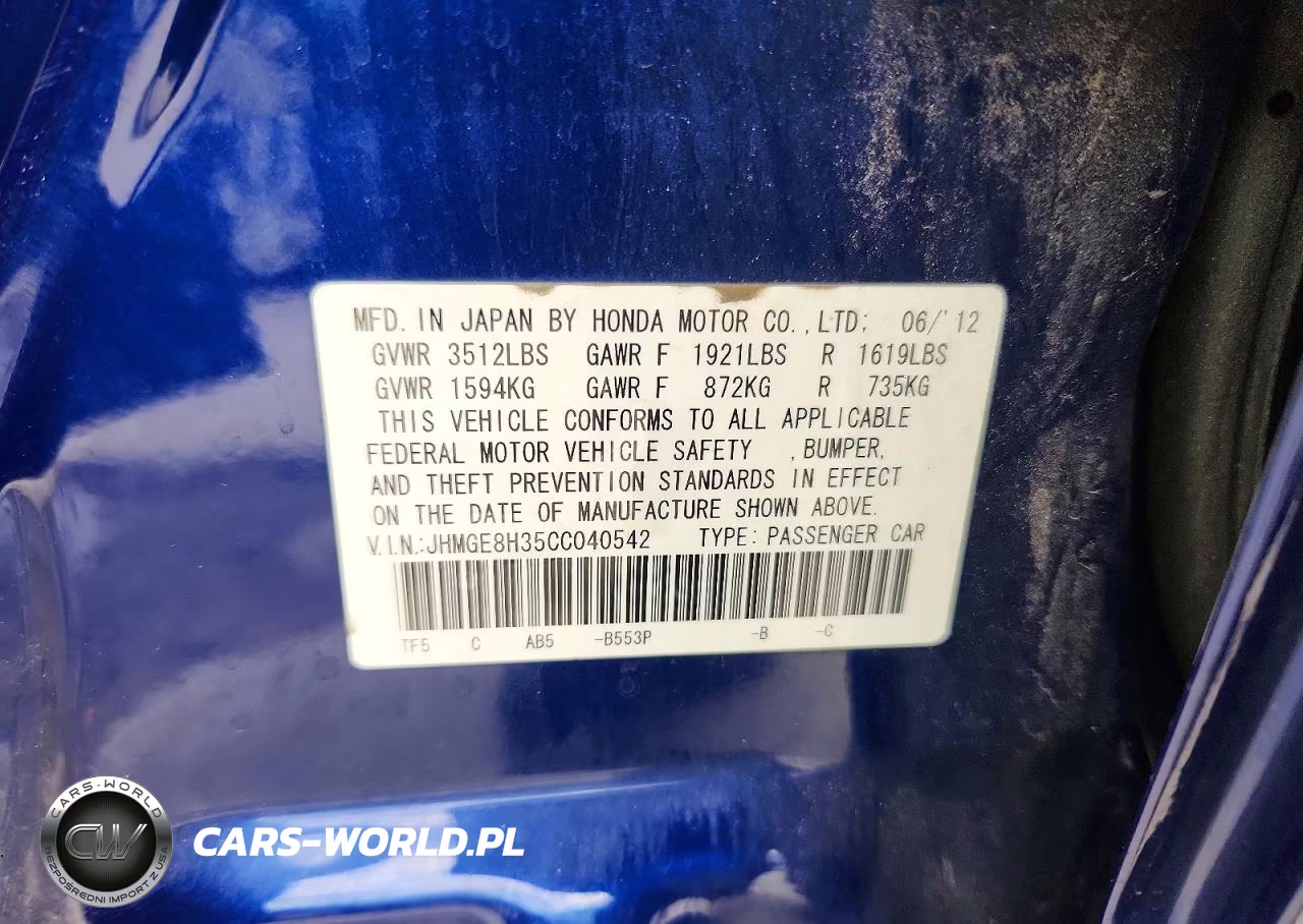 2012 Honda Fit VIN:JHMGE8H35CC040542 - 12