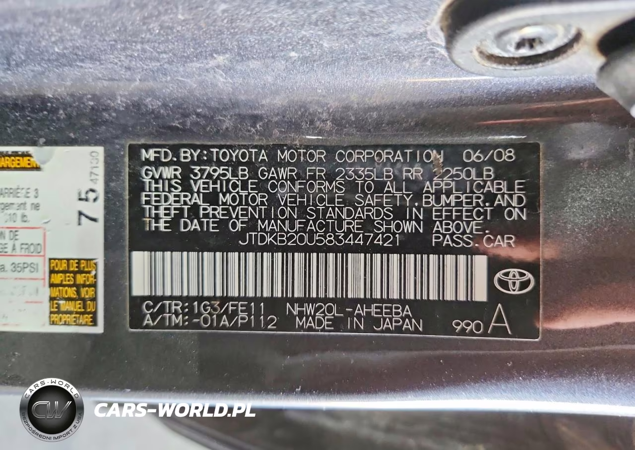 2008 Toyota Prius Base VIN:JTDKB20U583447421 - 12