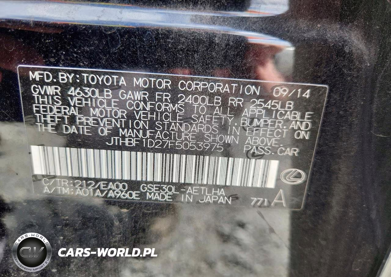 2015 Lexus Is 250 VIN:JTHBF1D27F5053975 - 12
