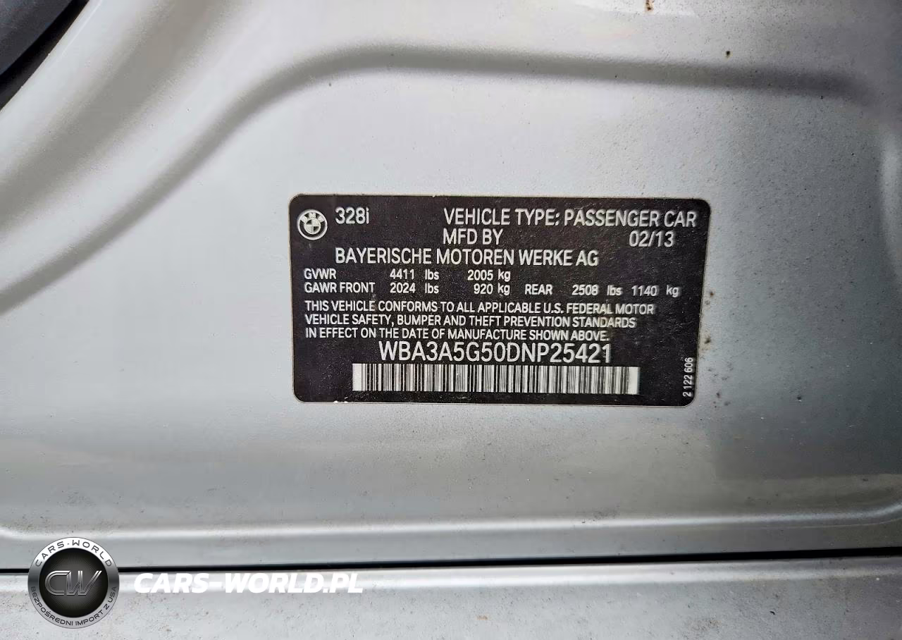 2013 BMW 328 I VIN:WBA3A5G50DNP25421 - 12