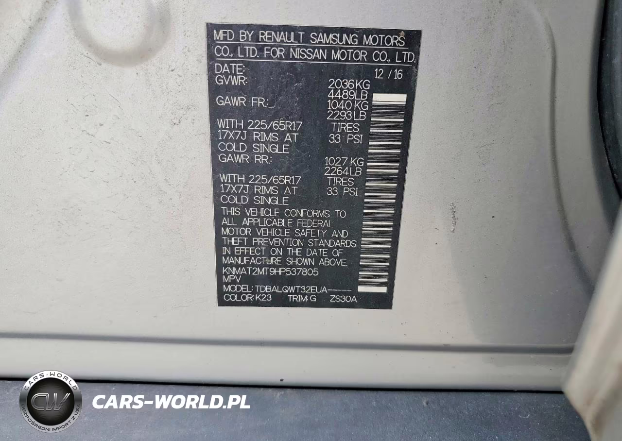 2017 Nissan Rogue Sv VIN:KNMAT2MT9HP537805 - 14