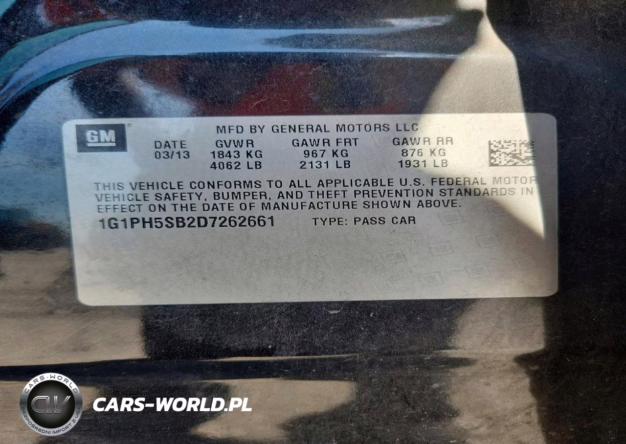 2013 Chevrolet Cruze Eco VIN:1G1PH5SB2D7262661 - 12