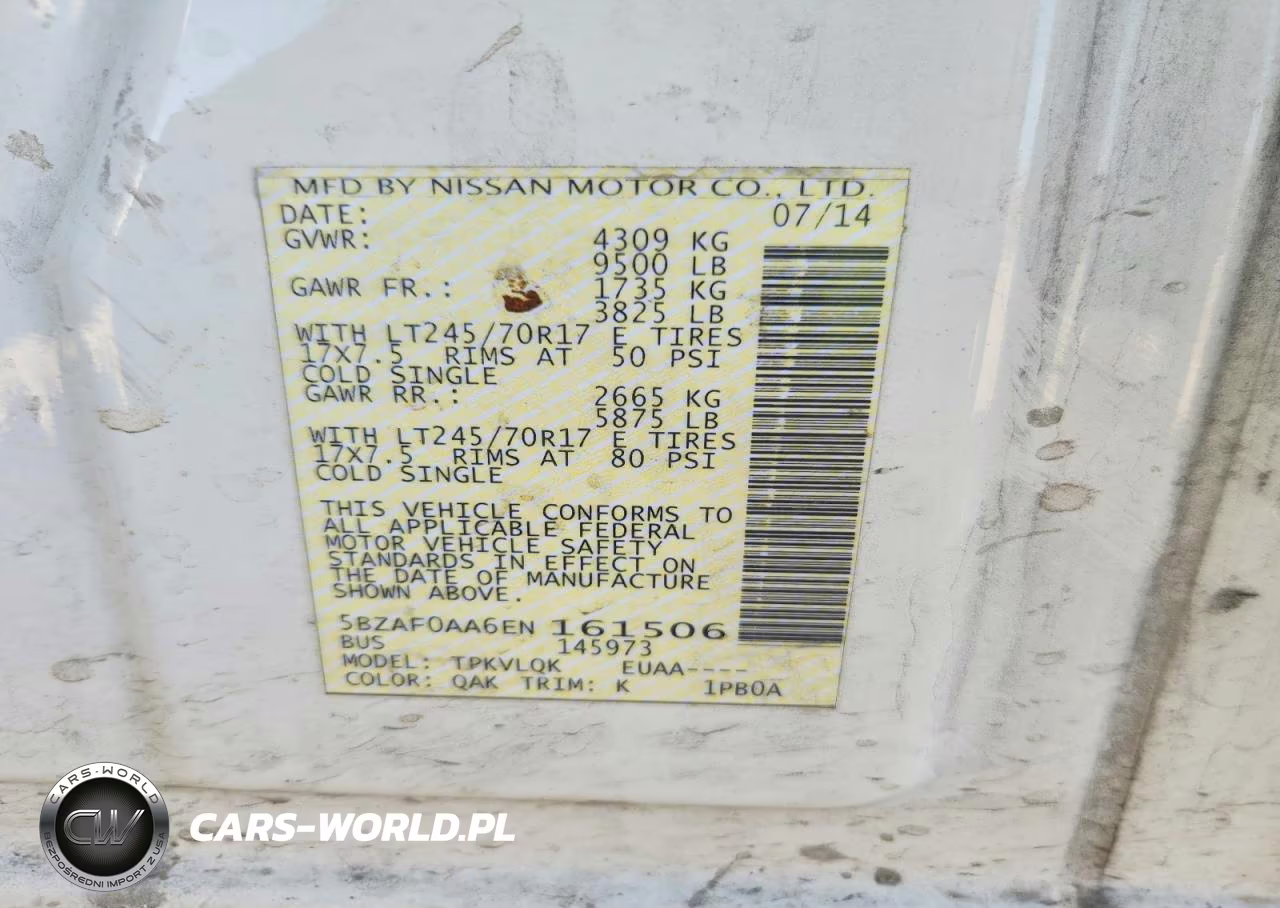 2014 Nissan Nv 3500 Hd S VIN:5BZAF0AA6EN161506 - 13