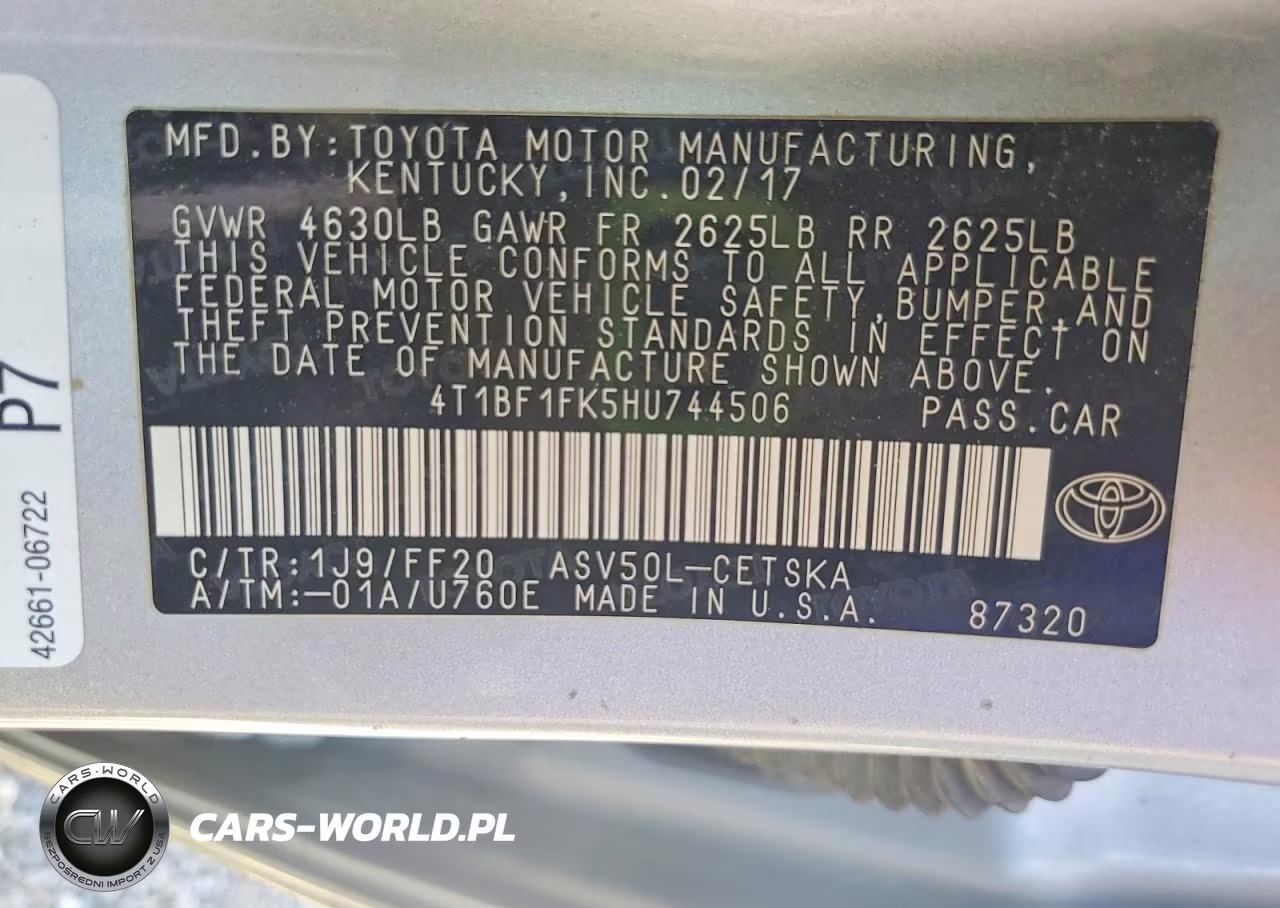 2017 Toyota Camry Se VIN:4T1BF1FK5HU744506 - 13